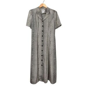 Leslie Fay Dresses Petite Animal Print Button Front Midi‎ Dress Size 14P